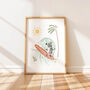 Whimsical Surfing Zebra Children's Art Print, thumbnail 2 of 3