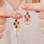 Garnet Citrine Gold Plated Silver Dangly Drop Earrings, thumbnail 5 of 10