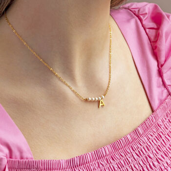 Asymmetric Pearl Bar Initial Necklace, 2 of 10