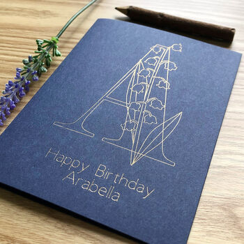 Personalised May Birth Flower Initial Birthday Card, 3 of 10