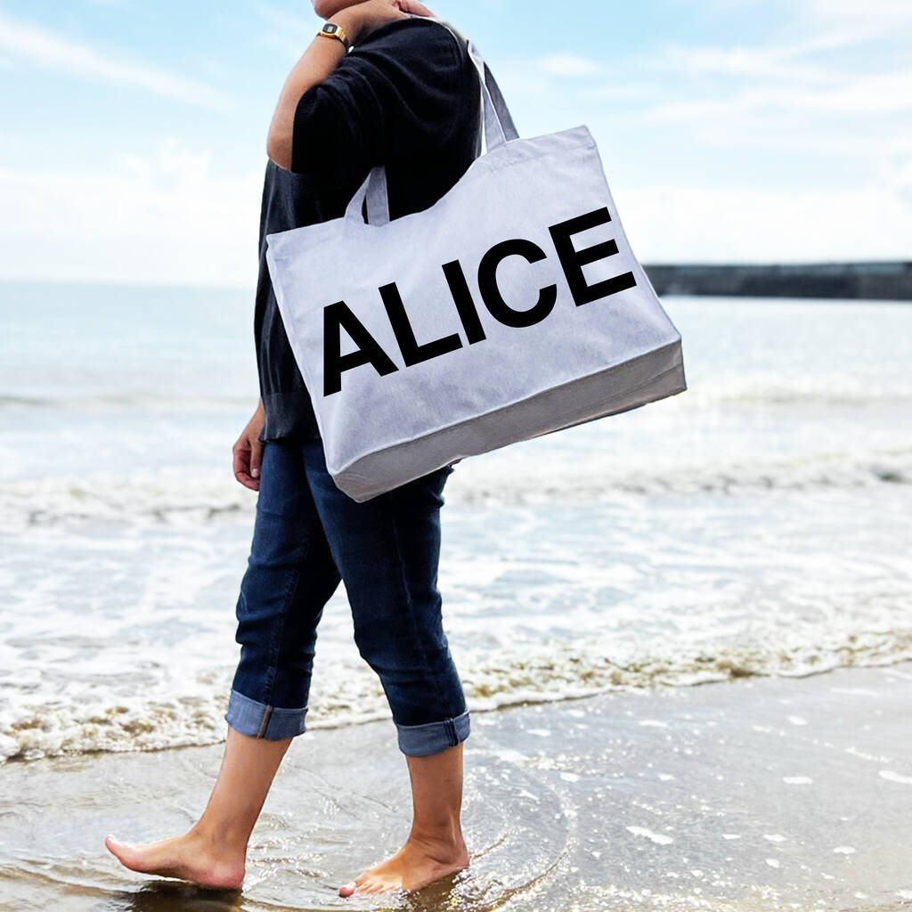 Personalised Bold Name Oversized Beach And Shopping Bag, 1 of 5