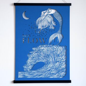 Mermaid 'Let It Flow' Blue Papercut Wall Art, 3 of 11