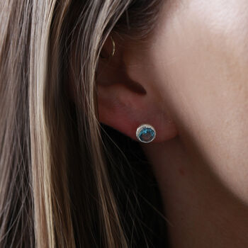 Blue Gemstone Stud Earrings, 5 of 6