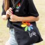Love And Flower Embroidered Tote Bag, thumbnail 2 of 2