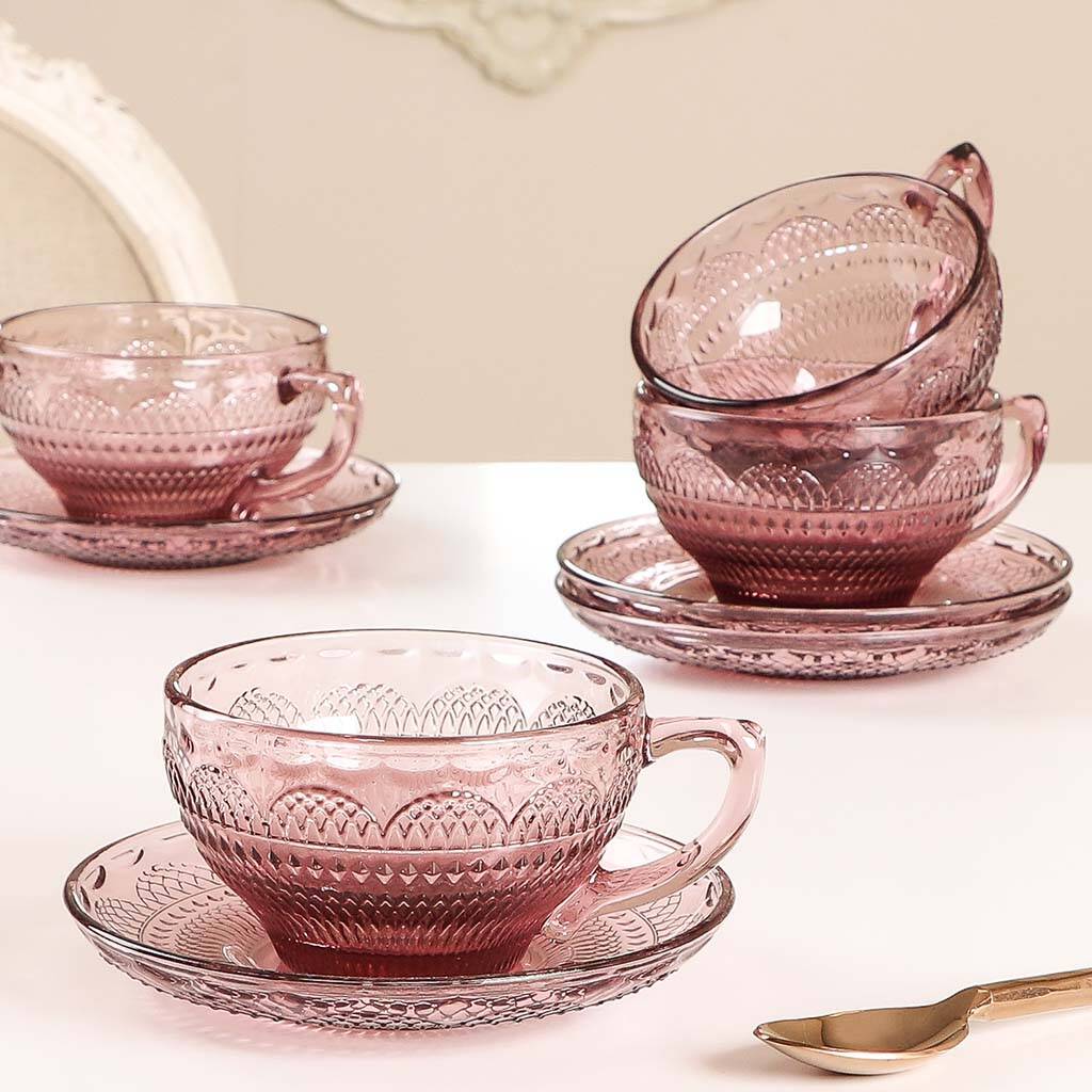 Luxury Amethyst Glass Afternoon Tea Cups And Saucers By Dibor