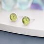 Natural Peridot Stud Earrings In Sterling Silver, thumbnail 5 of 11
