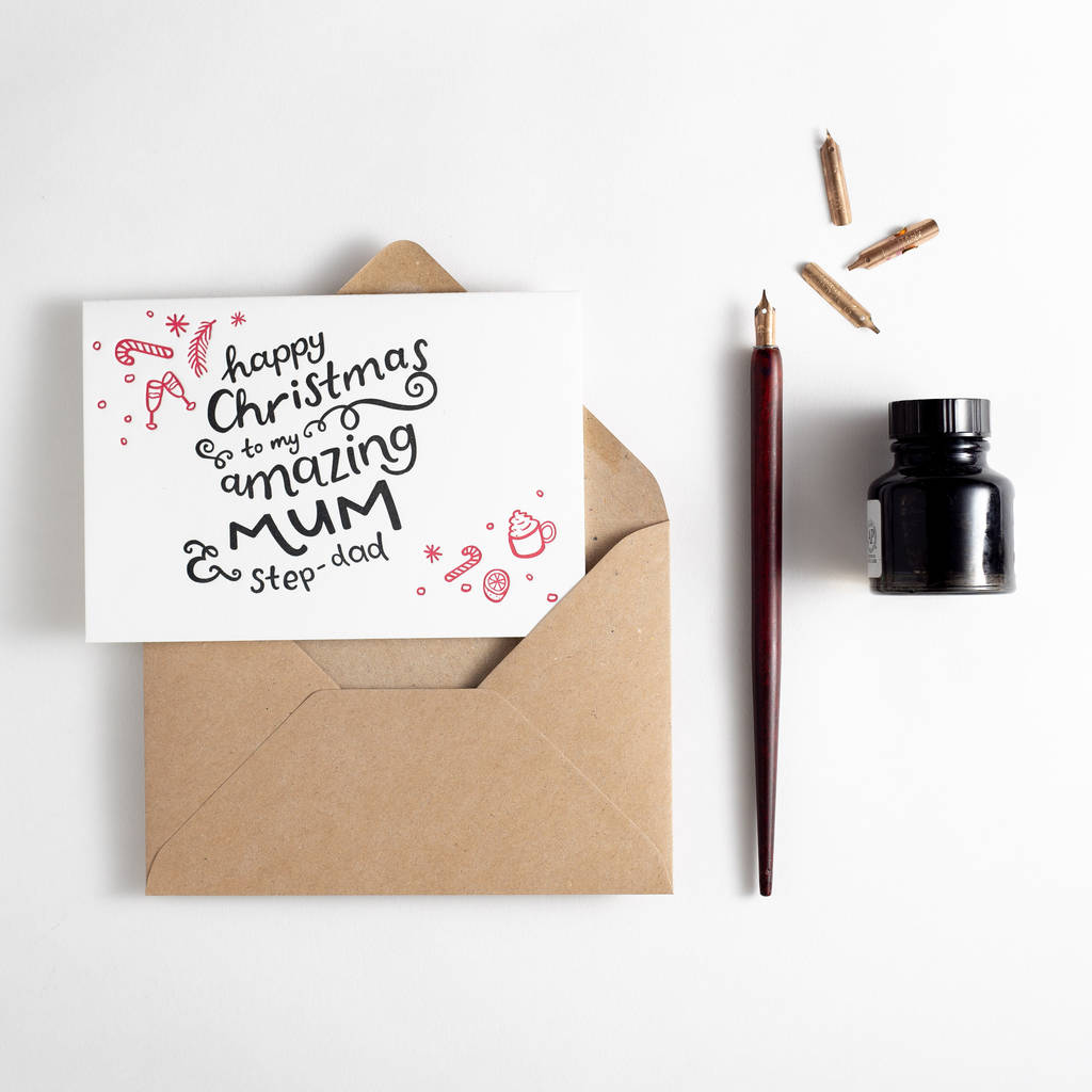 to my mum and step dad letterpress christmas card by hunter paper co. | notonthehighstreet.com