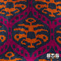 Blue, Orange Silk Velvet Ikat Pillow Cover 40x40cm, thumbnail 4 of 5