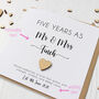 Personalised 5th Wedding Anniversary Card With Wood Heart, thumbnail 3 of 8