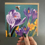 Crocus Flower Botanical Embossed Card, thumbnail 1 of 2