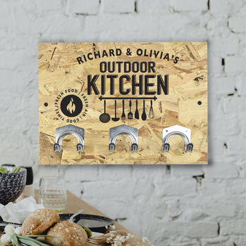 Personalised Outdoor Kitchen Sign With Hooks, 8 of 9