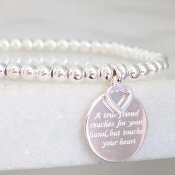 Sterling Silver True Friend Engraved Bracelet, 6 of 12
