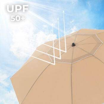 200 Cm Taupe Beach Umbrella Parasol With Air Vent, 4 of 6