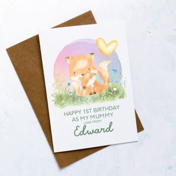 Personalised 1st Birthday As Mummy Woodland Animal Card, 4 of 5