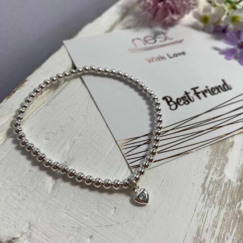 'Best Friend' Beaded Charm Bracelet By Nest