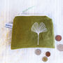 Embroidered Linen Ginkgo Leaf Purse, thumbnail 4 of 4