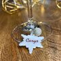 Personalised Christmas Snowflake And Bauble Glass Charm, thumbnail 1 of 3