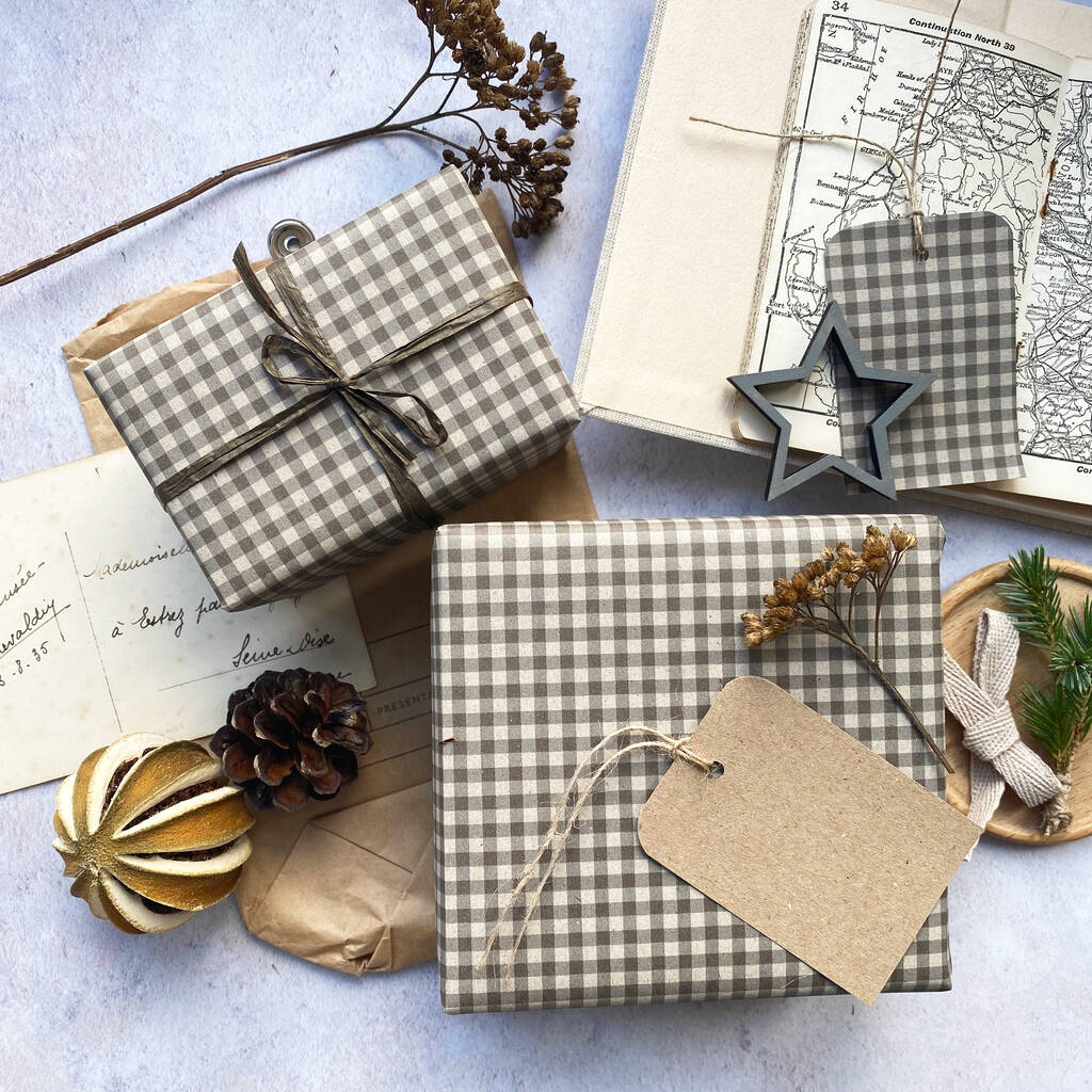 Gingham Paper Fibre Wrapping Paper, 1 of 6