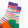 Hearts Rainbow Stripes Combed Cotton Sheer Pop Socks, thumbnail 2 of 4