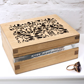 Personalised Wooden Filigree Trinket Box, 2 of 7