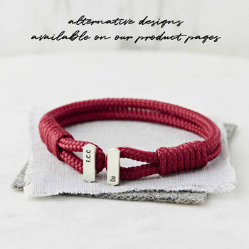 Men's Personalised Coordinate Silver And Cord Bracelet, 6 of 9
