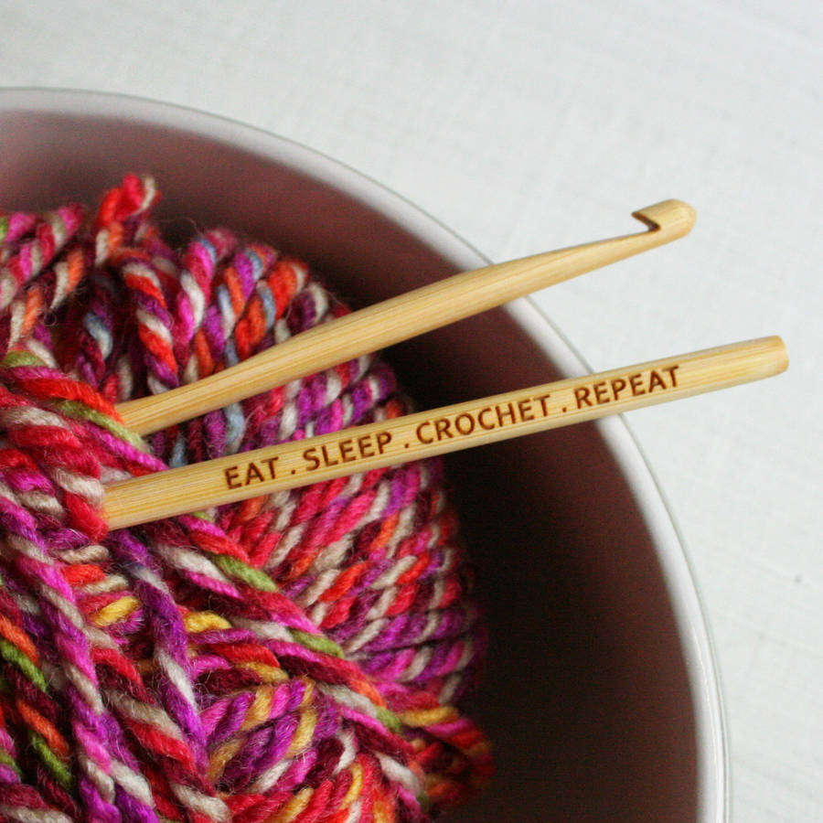 Eat Sleep Engraved Crochet Hook, 1 of 6