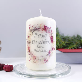 Personalised Wreath Christmas Candle, 3 of 6