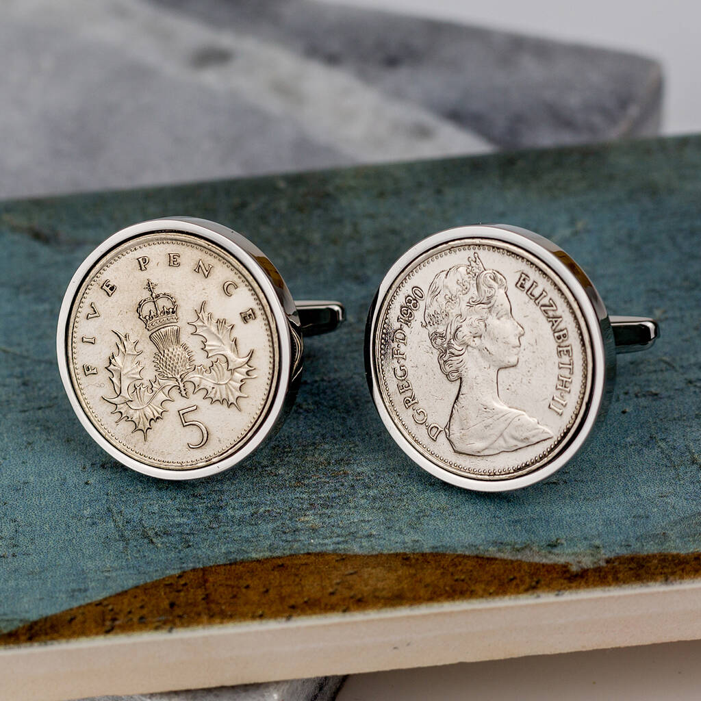 Image of 40th Birthday 1980 Five Pence 5p Cufflinks
