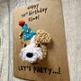 Personalised Name Age Party Dog Crochet Birthday Card Handmade, thumbnail 5 of 12