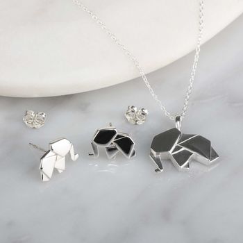 Personalised Solid Silver Origami Elephant Necklace, 6 of 8