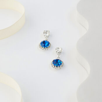 Royal Blue Swarovski Crystal Snow Drop Earrings, 5 of 6