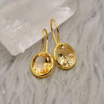 Citrine Earrings: Sterling Silver Gold Earrings, 4 of 8