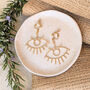 Clip On Kaya – Big Evil Eye Charm Gold Studs, thumbnail 1 of 3