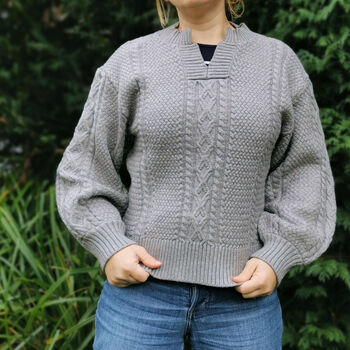 Bergen Cable Knit Jumper Grey, 6 of 7