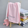 Personalised Pink Pom Pom Baby Girl Blanket, thumbnail 1 of 6
