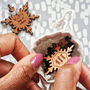 Wooden Personalised Couples Christmas Snowflake Tokens, thumbnail 2 of 4