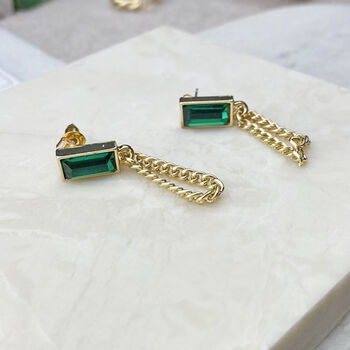 Emerald Drop Dangle Earrings, 3 of 5