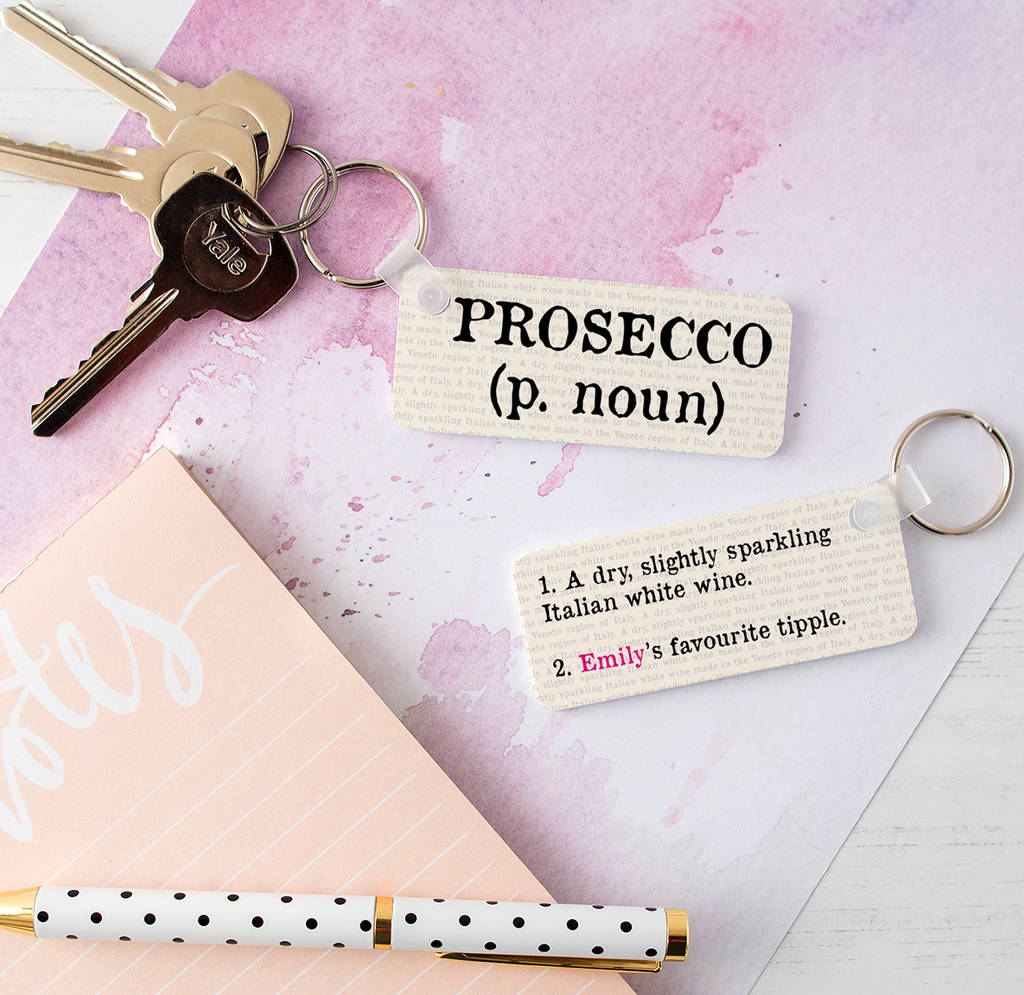 Personalised Prosecco Definition Keyring By The Little Picture Company