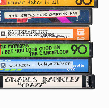 Favourite Music Gift: Retro Handwritten Cassettes, Mixtape Print, 3 of 8
