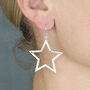 Large Sterling Silver Open Star Drop Earrings, thumbnail 1 of 6