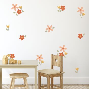 Multi Coloured Sets Of Cute Fabric Flower Wall Stickers, 3 of 6