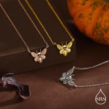 Sterling Silver Death’s Head Moth Necklace, 6 of 12