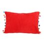Red Holly Jolly Cushion With Pom Poms, thumbnail 2 of 4
