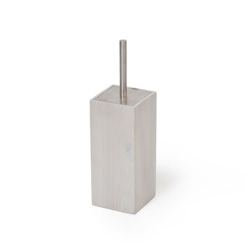 Solid Oak Oyster White Contemporary Toilet Brush, 2 of 3