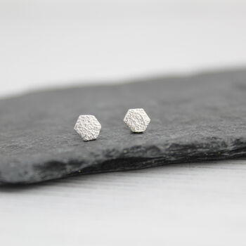 Sterling Silver Mini Hexagon Studs, 4 of 7