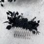 Gothic Black Flowers Hair Comb, thumbnail 1 of 6