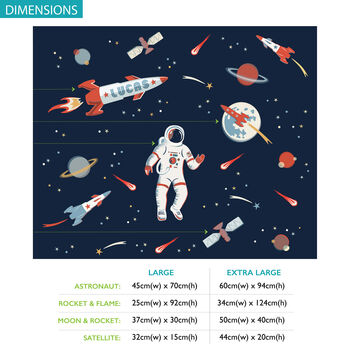 Personalized Astronaut And Space Rockets Wall Stickers, 4 of 5