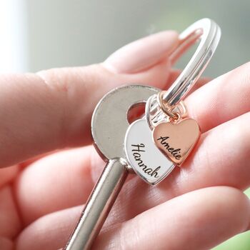 Personalised Double Heart Charm Keyring, 3 of 4