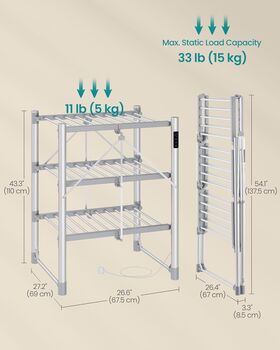Heated Clothes Airer Electric Dryer Rack Foldable, 2 of 7
