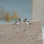 Sterling Silver Magpie Bird Stud Earrings With Enamel, thumbnail 4 of 11